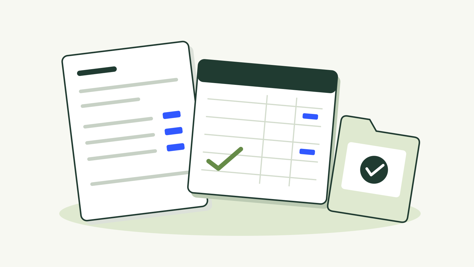 Invoices, transaction records and a checked handover folder